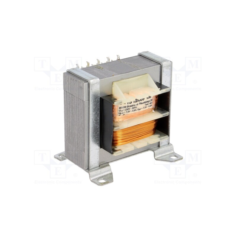 1 pcs x INDEL - TS 12/009 - Transformer: mains, 12VA, 230VAC, 7.5V, 7.5V, 800mA, 800mA, IP00