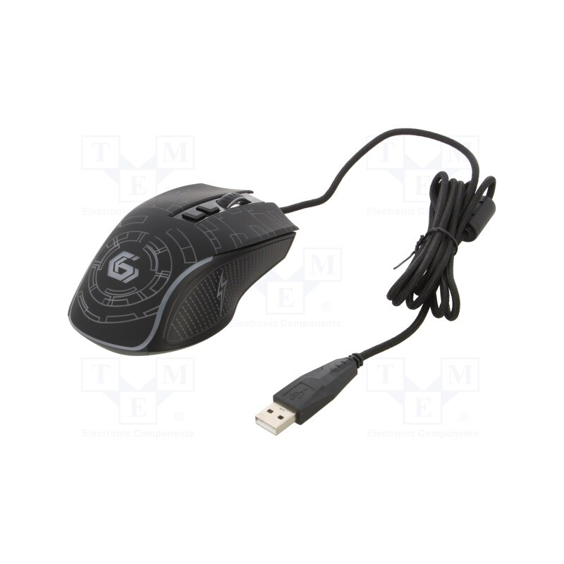 1 pcs x GEMBIRD - MUSG-RGB-01 - Optical mouse, black, USB A, wired, 1.5m, No.of butt: 7