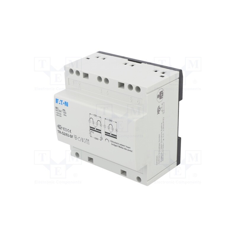 1 pcs x EATON ELECTRIC - TR-G2/63-SF - Transformer: bell, 63VA, 230VAC, 12V, 24V, Leads: terminal block