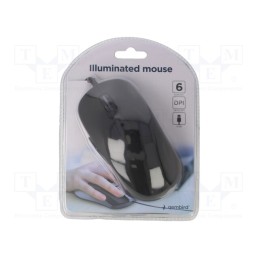 1 pcs x GEMBIRD - MUS-UL-01 - Optical mouse, black,mix colours, USB A, wired, 1.8m