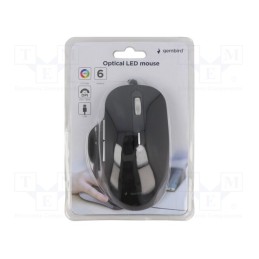 1 pcs x GEMBIRD - MUS-6B-02 - Optical mouse, black, USB A, wired, Features: DPI change button