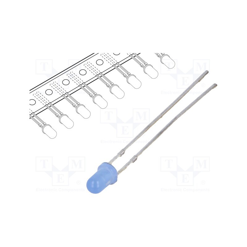 pcs x OPTOSUPPLY - OSB5YU3144A-T-HI - LED, 3mm, blue, 500mcd, 40°, Front: convex, 2.9÷3.6V, No.of term: 2