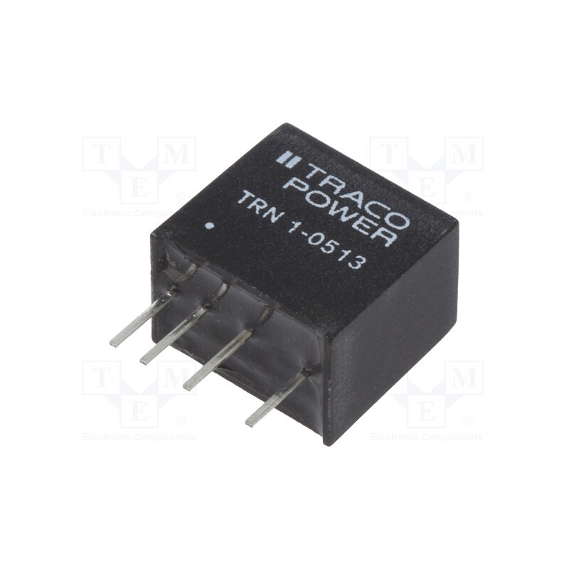 1 pcs x TRACO POWER - TRN 1-0513 - Converter: DC/DC, 1W, Uin: 4.5÷13.2V, Uout: 15VDC, Iout: 70mA, SIP