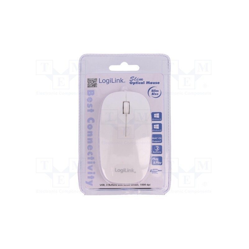 1 pcs x LOGILINK - ID0062 - Optical mouse, white, USB, wired, No.of butt: 3