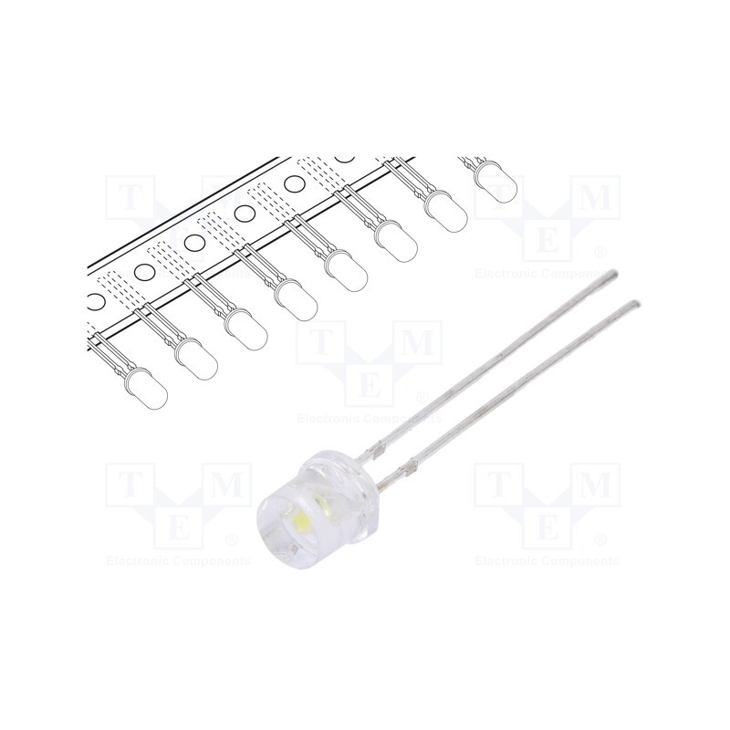 pcs x OPTOSUPPLY - OSPW53E1A-T-JK - LED, 5mm, white cold, 500÷1120mcd, 140°, Front: flat, 3.1÷3.6V
