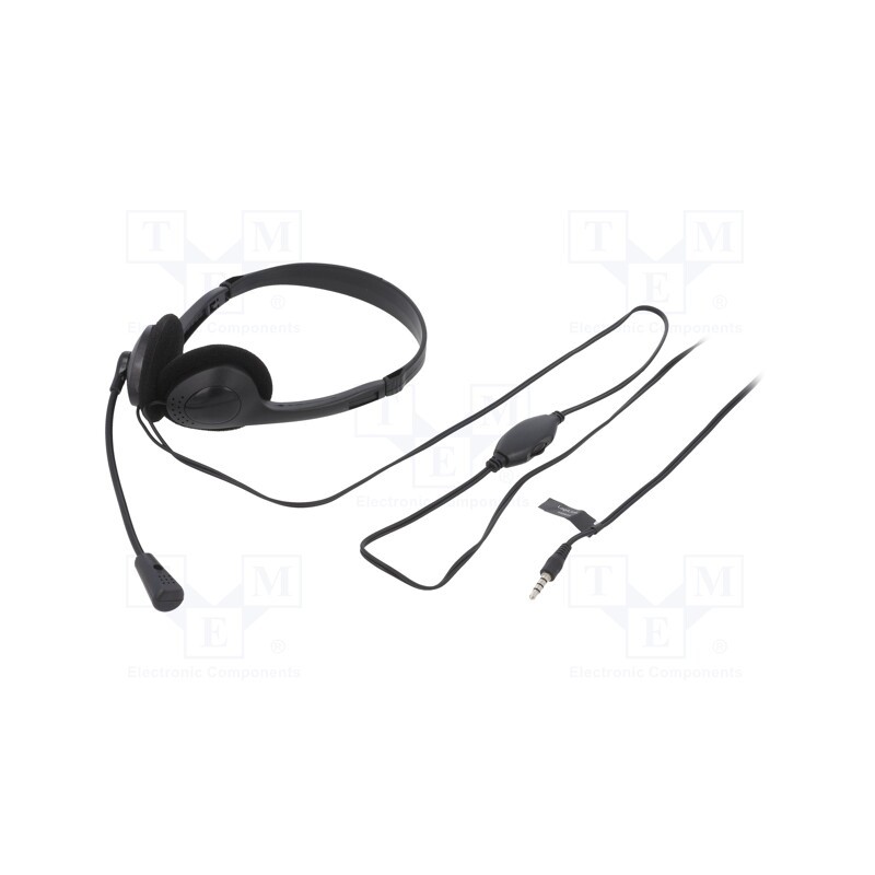 1 pcs x LOGILINK - HS0055 - Headphones with microphone, black, Jack 3,5mm, 1.8m, 20÷20000Hz