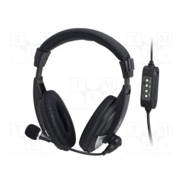 1 pcs x LOGILINK - HS0019 - Headphones with microphone, black,silver, USB, 2.2m, 20÷20000Hz