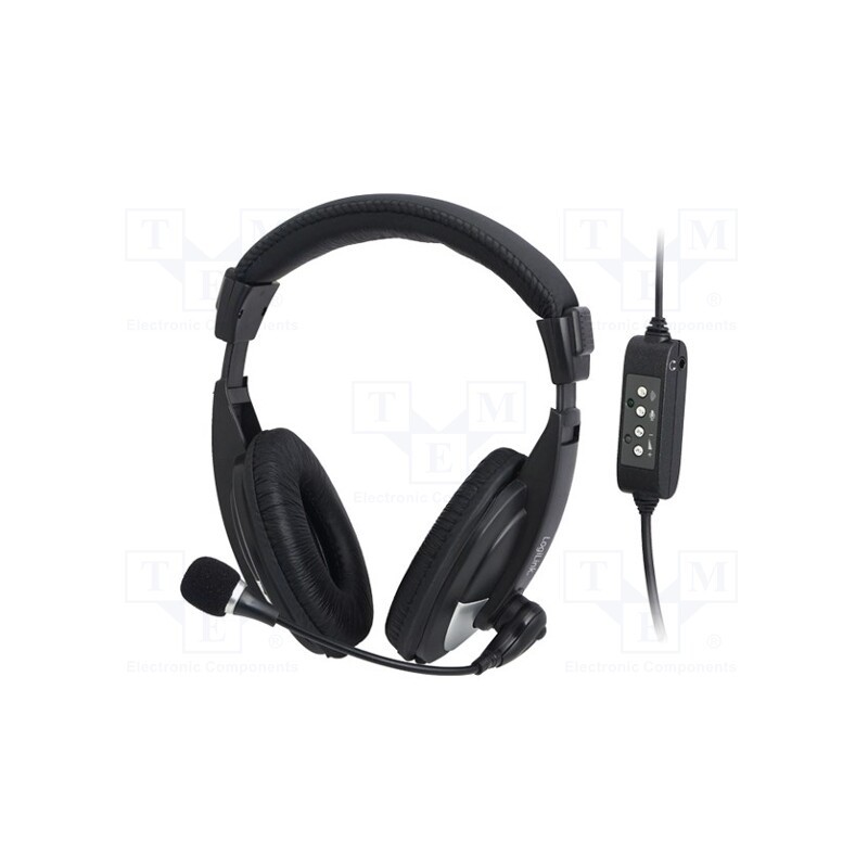1 pcs x LOGILINK - HS0019 - Headphones with microphone, black,silver, USB, 2.2m, 20÷20000Hz