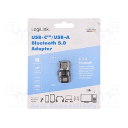 1 pcs x LOGILINK - BT0054 - BT adapter, USB A,USB C, Bluetooth 5.0, 10m, Interface: USB, 3Mbps