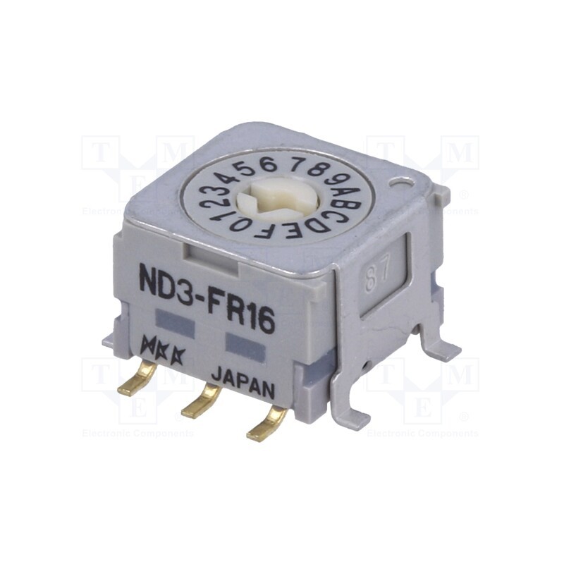 1 pcs x NKK SWITCHES - ND3FR16B - Encoding switch, HEX/BCD, Pos: 16, horizontal, Rcont max: 30mΩ