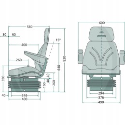 Comfortable 12v pneumatic seat for the tractor