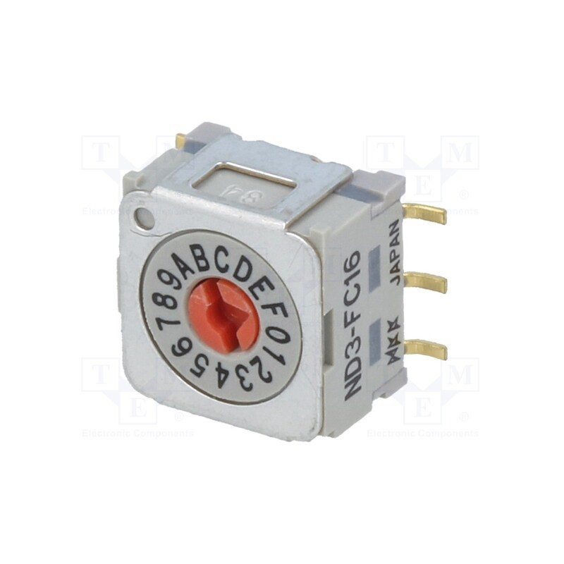 1 pcs x NKK SWITCHES - ND3FC16P - Encoding switch, HEX/BCD, Pos: 16, vertical, Rcont max: 30mΩ, ND3