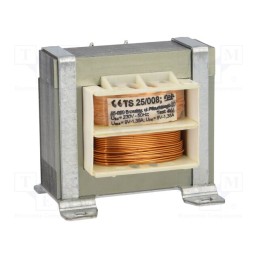 1 pcs x INDEL - TS 25/008 - Transformer: mains, 25VA, 230VAC, 9V, 9V, 1.35A, 1.35A, screw type