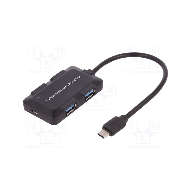 1 pcs x QOLTEC - 50502 - Hub USB, USB A socket x4,USB C plug, USB 3.1, black, 10Gbps, 0.2m