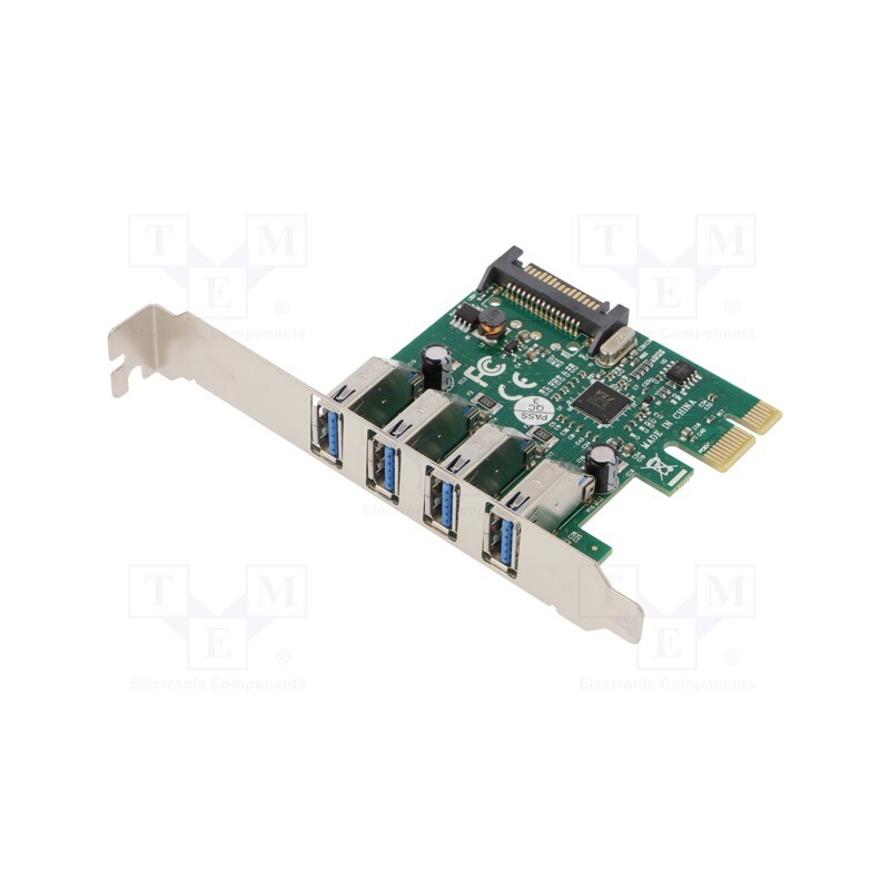 1 pcs x DIGITUS - DS-30221-1 - PC extension card: PCIe, USB A socket x4, USB 3.0, 5Gbps, 0÷70°C