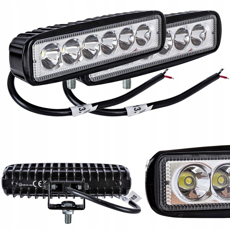 LED work lamp 18w 12 24v flat, concentrated, 2 pcs