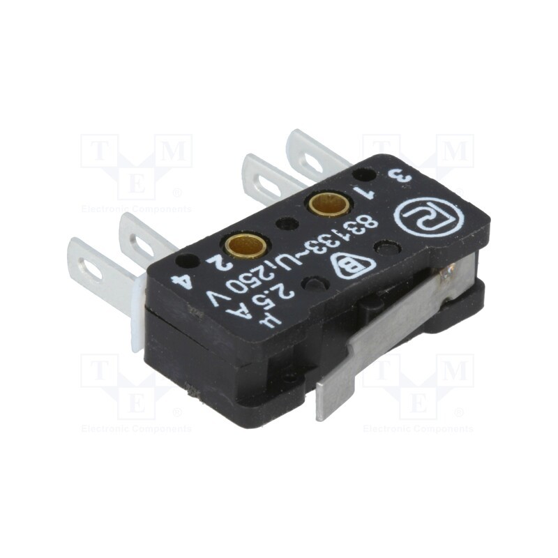 1 pcs x PROMET - 83 133 S54 AR14.75 - Microswitch SNAP ACTION, 2.5A/250VAC, 0.3A/220VDC, with lever