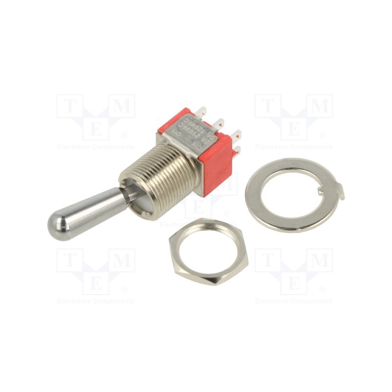 1 pcs x E-SWITCH - 100DP1T8B13M1QEH - Switch: toggle, Pos: 2, DPDT, ON-ON, 2A/250VAC, 5A/28VDC, -30÷85°C