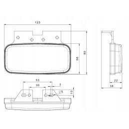 Rectangular white LED marker lamp with reflector