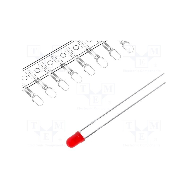 pcs x KINGBRIGHT ELECTRONIC - L-934ID-TNB2.54 - LED, 3mm, red, 8÷50mcd, 60°, Front: convex, 2÷2.5V, No.of term: 2