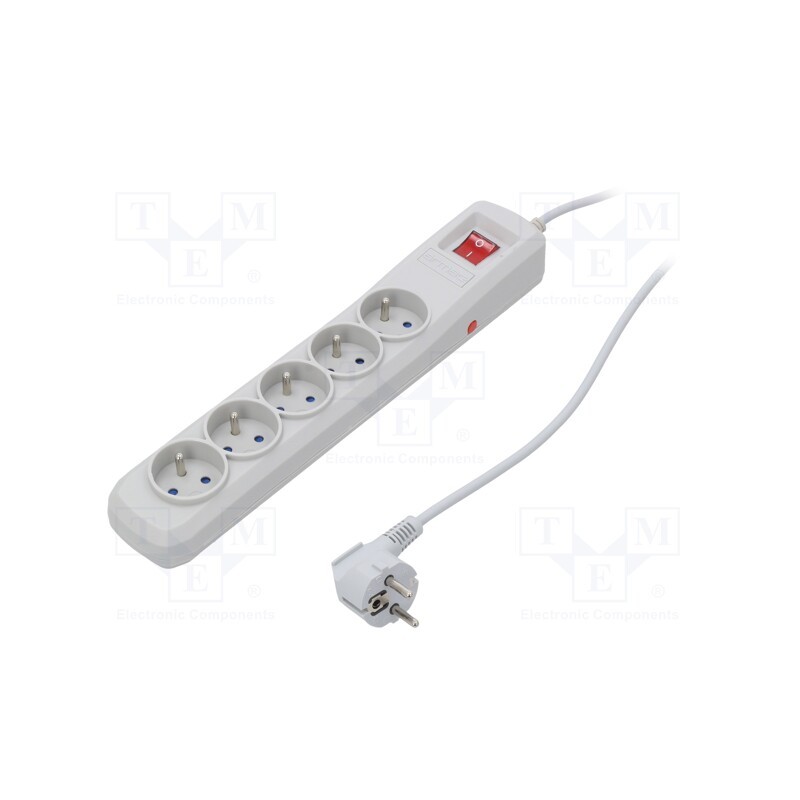 1 pcs x ARMAC - R5/SZ/50 - Plug socket strip: protective, Sockets: 5, 250VAC, 10A, grey