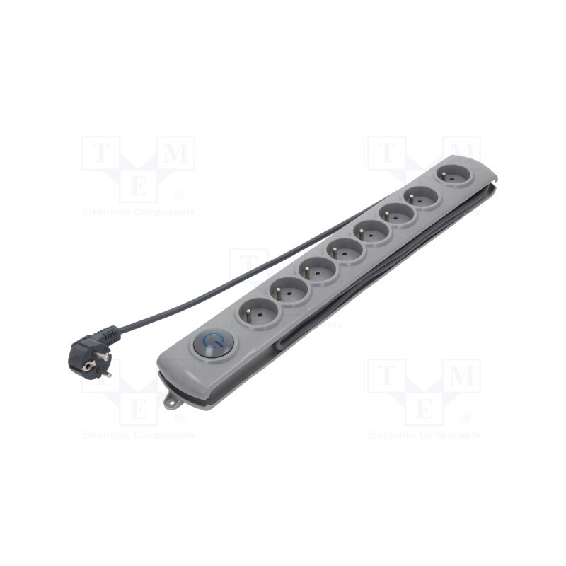 1 pcs x QOLTEC - 50167 - Plug socket strip: protective, Sockets: 8, 230VAC, 10A, grey, 1.8m