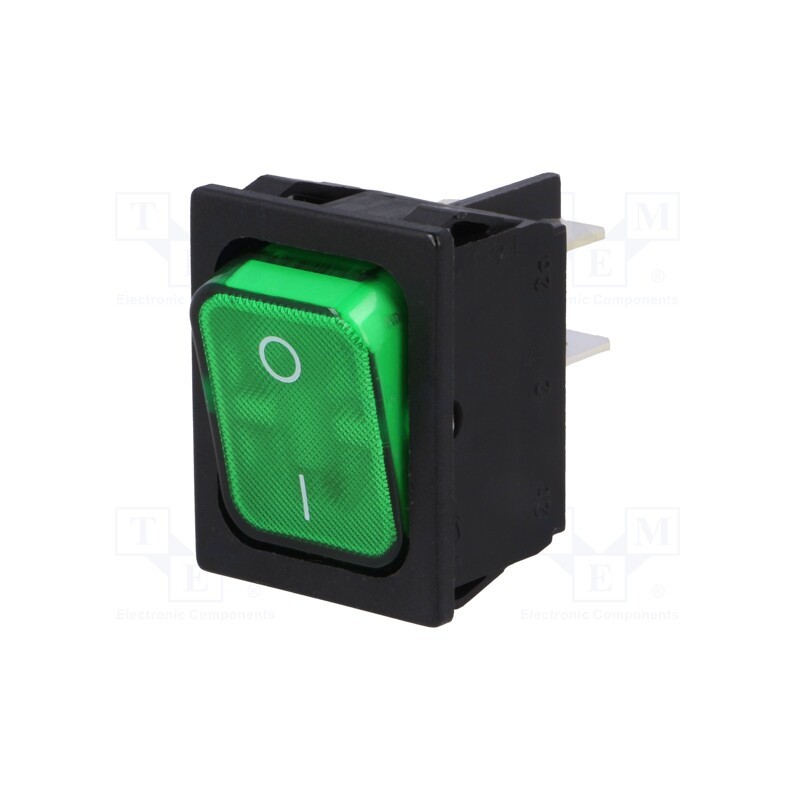 1 pcs x Marquardt - 1835.3128 - ROCKER, DPST, Pos: 2, ON-OFF, 20A/250VAC, green, IP40, filament lamp