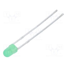 pcs x KINGBRIGHT ELECTRONIC - L-934GD-TNR2.54 - LED, 3mm, green, 8÷32mcd, 60°, Front: convex, 2.2÷2.5V, No.of term: 2