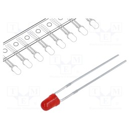 pcs x KINGBRIGHT ELECTRONIC - L-934LID-TNR2.54 - LED, 3mm, red, 0.8÷5mcd, 60°, Front: convex, 1.75÷2.5V, No.of term: 2