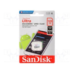 1 pcs x SANDISK - SDSQUNR-128G-GN6MN - Memory card, Android, microSDXC, R: 100MB/s, Class 10 UHS U1