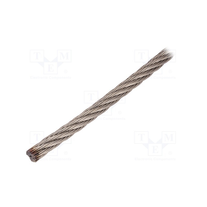 1 pcs x KRAFTBERG - L7X7-F8-A4/50M - Rope, acid resistant steel A4, Ørope: 8mm, L: 50m, Rope plexus: 7x7