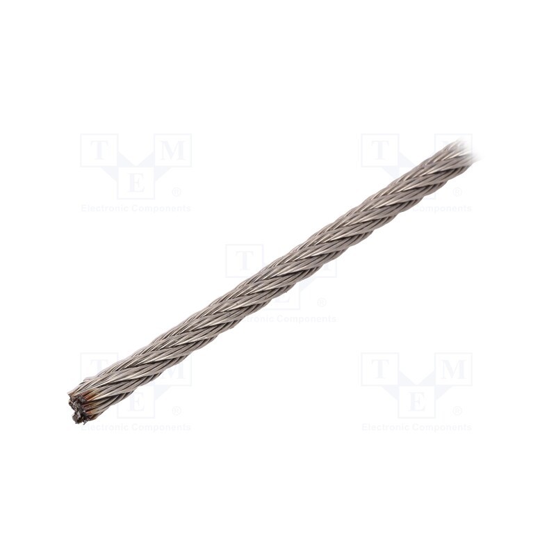 1 pcs x KRAFTBERG - L7X7-F6-A4/10M - Rope, acid resistant steel A4, Ørope: 6mm, L: 10m, Rope plexus: 7x7