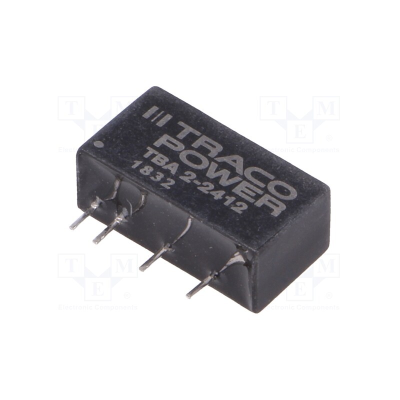1 pcs x TRACO POWER - TBA 2-2412 - Converter: DC/DC, 2W, Uin: 21.6÷26.4V, Uout: 12VDC, Iout: 165mA, SIP7