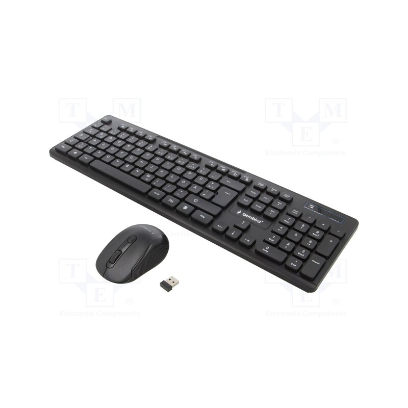 1 set x GEMBIRD - KBS-WCH-03-DE - Office kit, black, USB A, wireless,DE layout,slim, 10m, universal