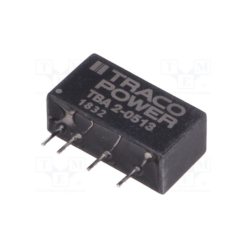 1 pcs x TRACO POWER - TBA 2-0513 - Converter: DC/DC, 2W, Uin: 4.5÷5.5V, Uout: 15VDC, Iout: 130mA, SIP7