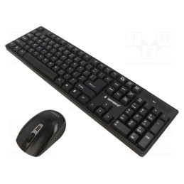 1 set x GEMBIRD - KBS-W-01 - Office kit, black, USB A, wireless,US layout, 10m, No.of butt: 3