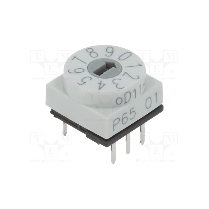 1 pcs x PTR HARTMANN - P65THR101 - Encoding switch, DEC/BCD, Pos: 10, THT, Rcont max: 80mΩ, P65