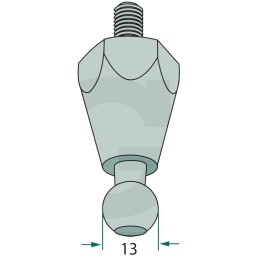 Ball joint for the gas actuator, front rear window