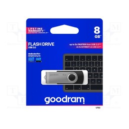 1 pcs x GOODRAM - UTS3-0080K0R11 - Pendrive, USB 3.0, 8GB, R: 110MB/s, W: 20MB/s, black
