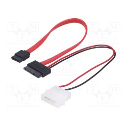1 pcs x AKYGA - AK-CA-45 - Cable: mains SATA, Molex male,SATA female,Slim SATA female