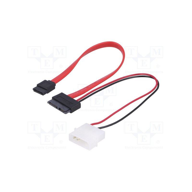 1 pcs x AKYGA - AK-CA-45 - Cable: mains SATA, Molex male,SATA female,Slim SATA female