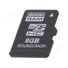 1 pcs x GOODRAM INDUSTRIAL - SDU8GCMGRB - Memory card, industrial, microSD,MLC, UHS I U1, 8GB, 0÷70°C