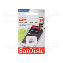 1 pcs x SANDISK - SDSQUNR-032G-GN3MN - Memory card, Android, microSDHC, R: 100MB/s, Class 10 UHS U1, 32GB