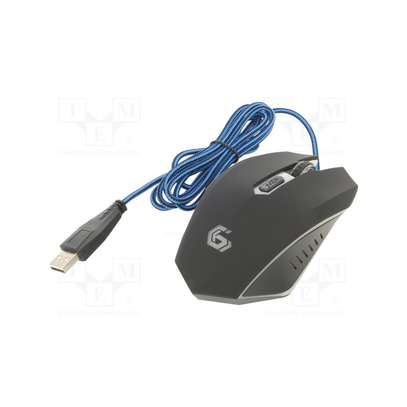 1 pcs x GEMBIRD - MUSG-001-B - Optical mouse, black,blue, USB A, wired, 1.3m, No.of butt: 6