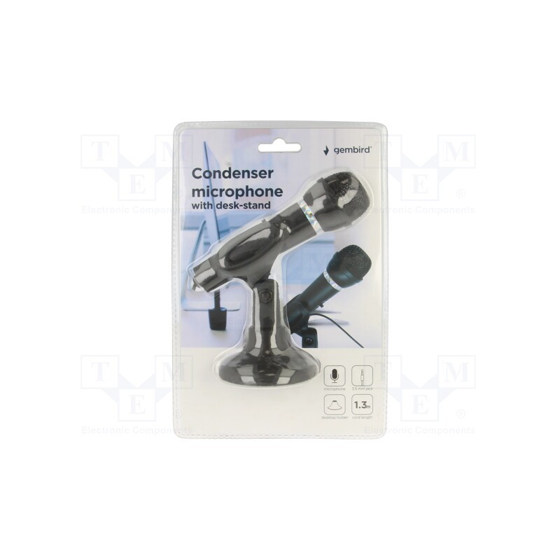 1 pcs x GEMBIRD - MIC-D-04 - Microphone, black, Jack 3,5mm, Features: with switch, 1.3m, -58dB