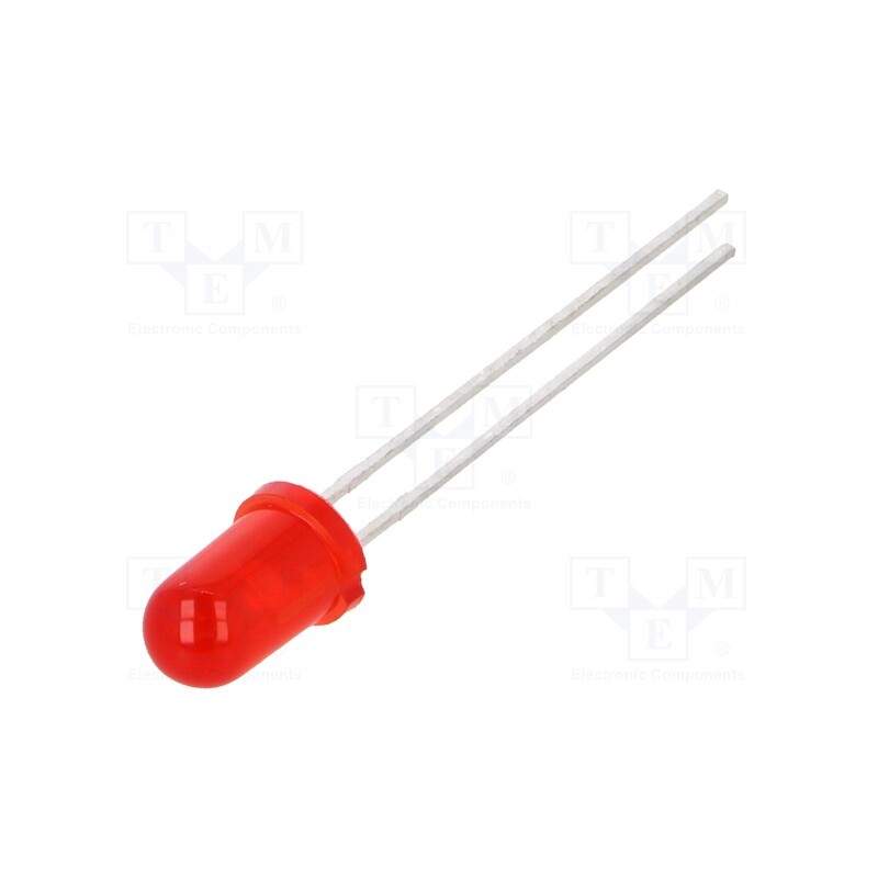 5 pcs x LITEON - LTL-307E - LED, 5mm, red, 5.6÷19mcd, 50°, Front: convex, 2÷2.6V, No.of term: 2