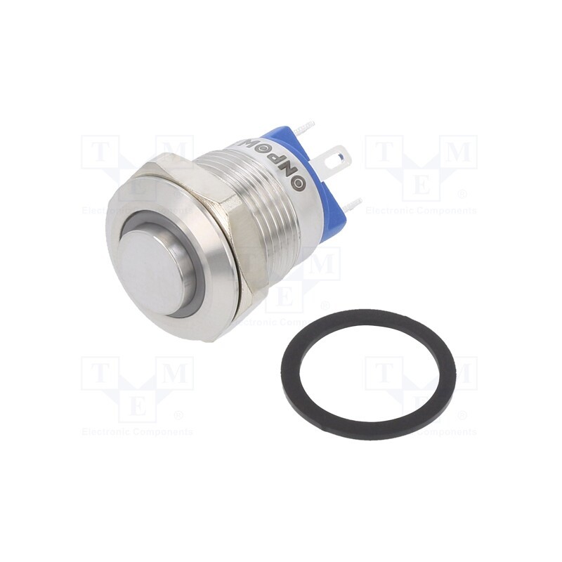 1 pcs x ONPOW - GQ12-AH-10E/J/Y/12V/S - Switch: vandal resistant, Pos: 2, SPST-NO, 2A/36VDC, IP65, OFF-(ON)