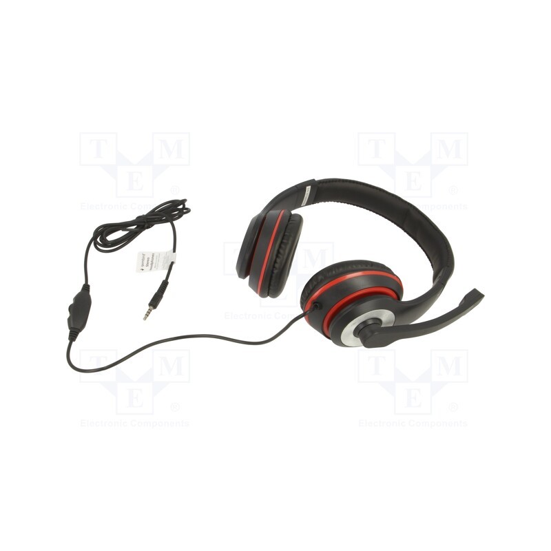 1 pcs x GEMBIRD - MHS-03-BKRD - Headphones with microphone, black,red, Jack 3,5mm, headphones