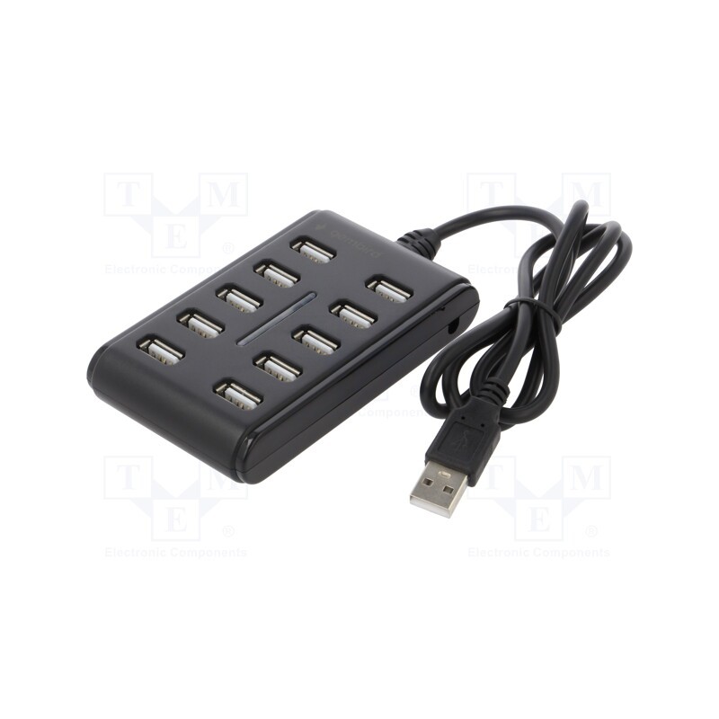 1 pcs x GEMBIRD - UHB-U2P10P-01 - Hub USB, USB A socket x10,USB A plug, USB 2.0, black, 0.8m