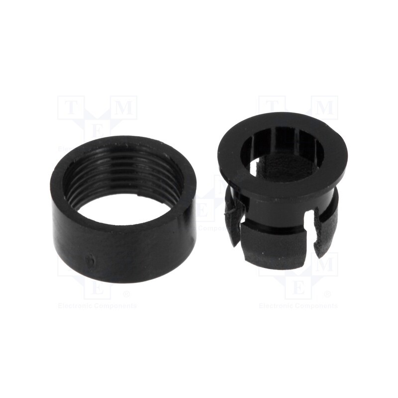 10 set x FIX&FASTEN - FIX-LED5-2 - LED holder, 5mm, two-piece, black, UL94V-2, L: 6.7mm, Mat: polyamide